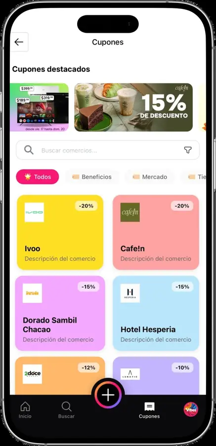 App Vibes: cupones de comercios